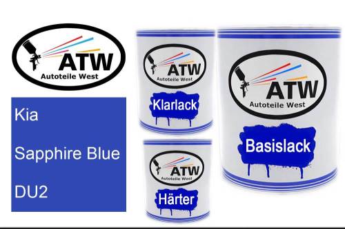 Kia, Sapphire Blue, DU2: 1L Lackdose + 1L Klarlack + 500ml Härter - Set, von ATW Autoteile West.